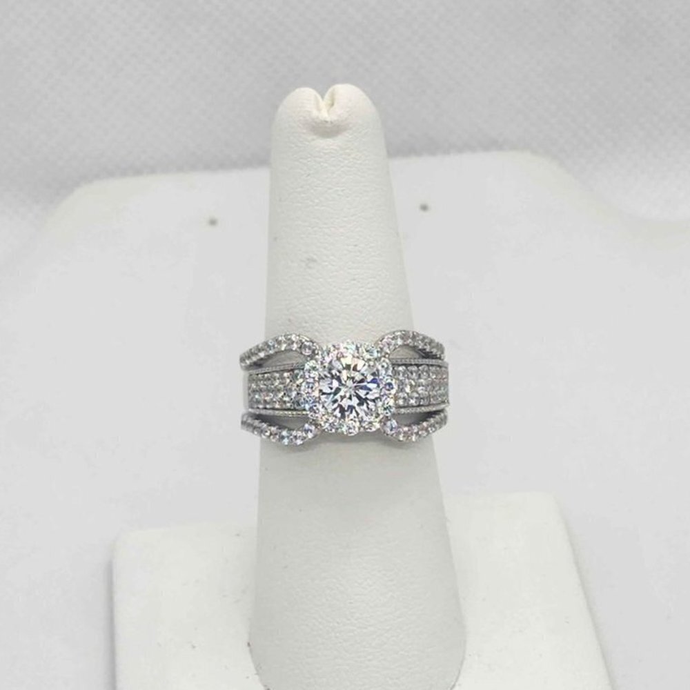 Brand NEW  Sterling Silver 925 2 pcs Round Gem  Ring